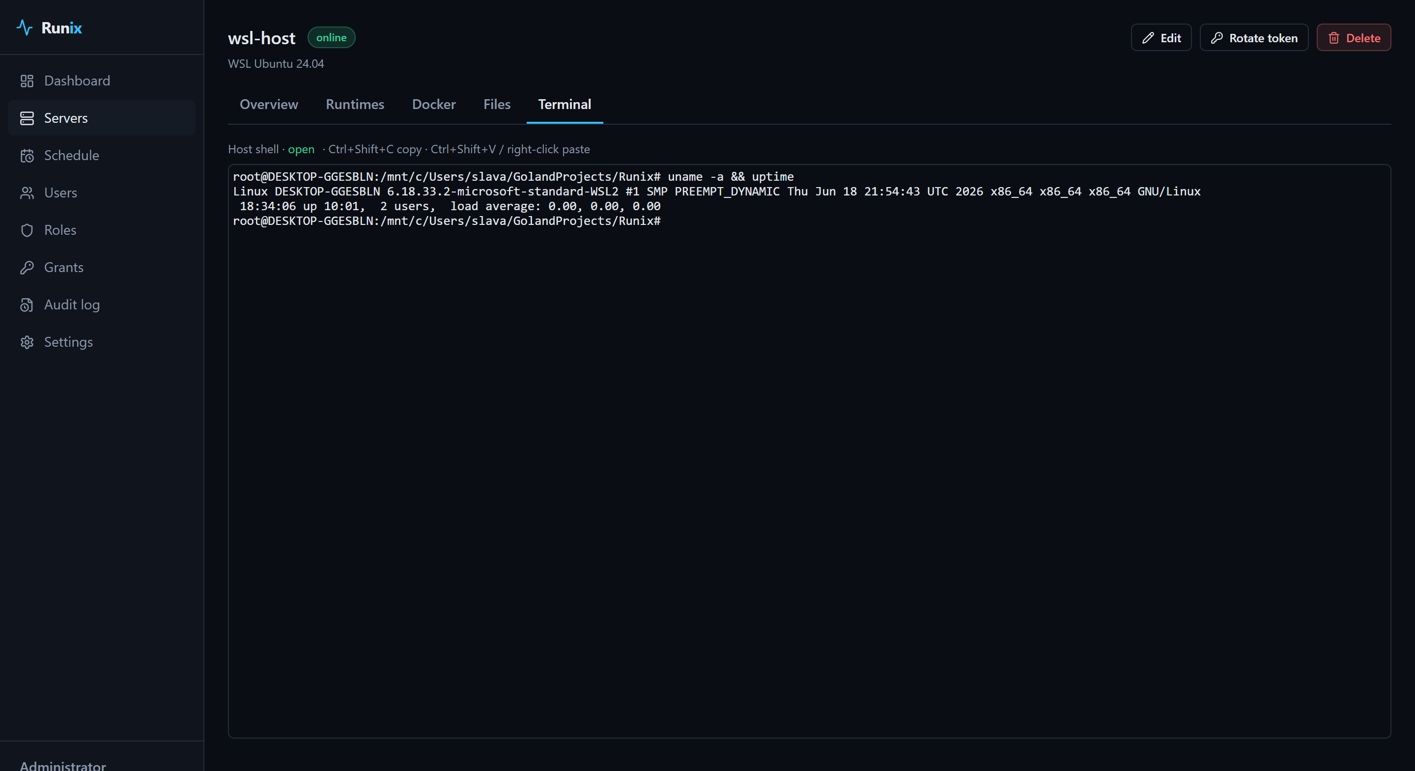 Host terminal