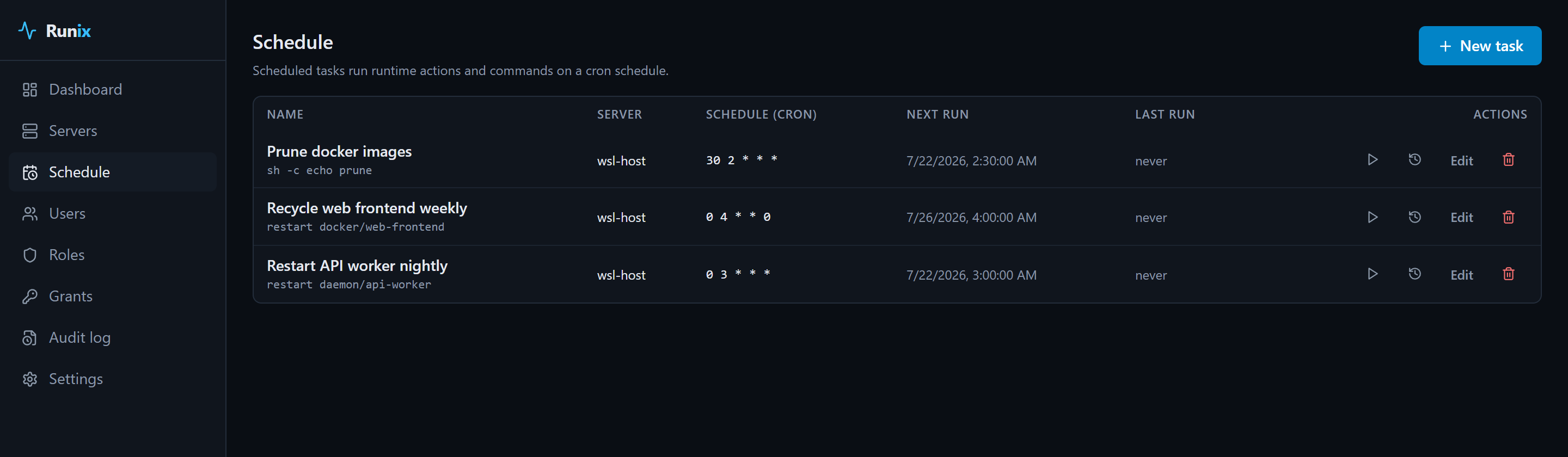Scheduled tasks